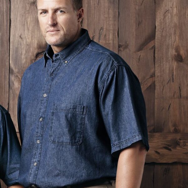 Men's Tall Denim Short Sleeve Shirt Thumbnail